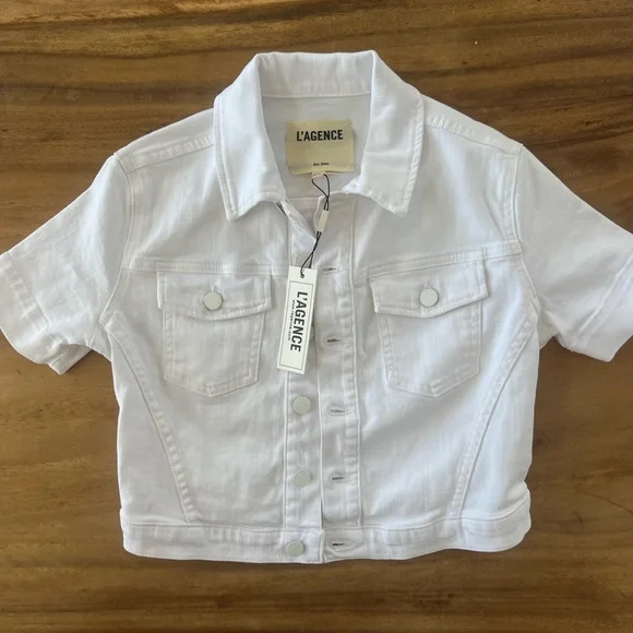 NWT L’AGENCE white kristie crop jacket ($395)